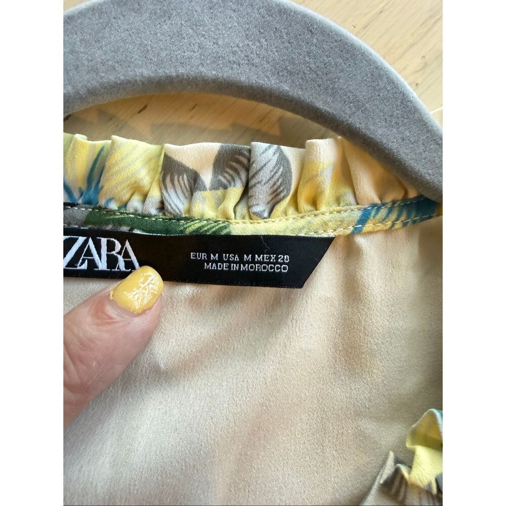 Zara Tropical Print Blouse SZ M - Picture 5 of 10